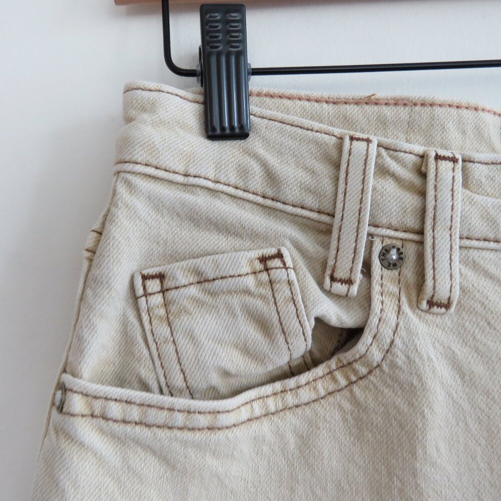 FREE PEOPLE WE THE FREE Risk Taker Mid Rise Jeans in Ecru Neutral Boho - Size 26 - Picture 6 of 16